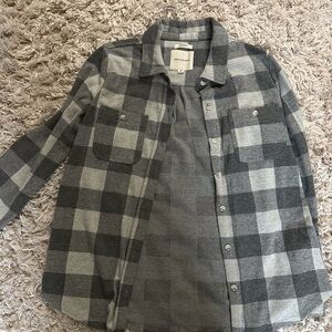 Thread & Supply Womens Gray Checkered Button Down Shirt